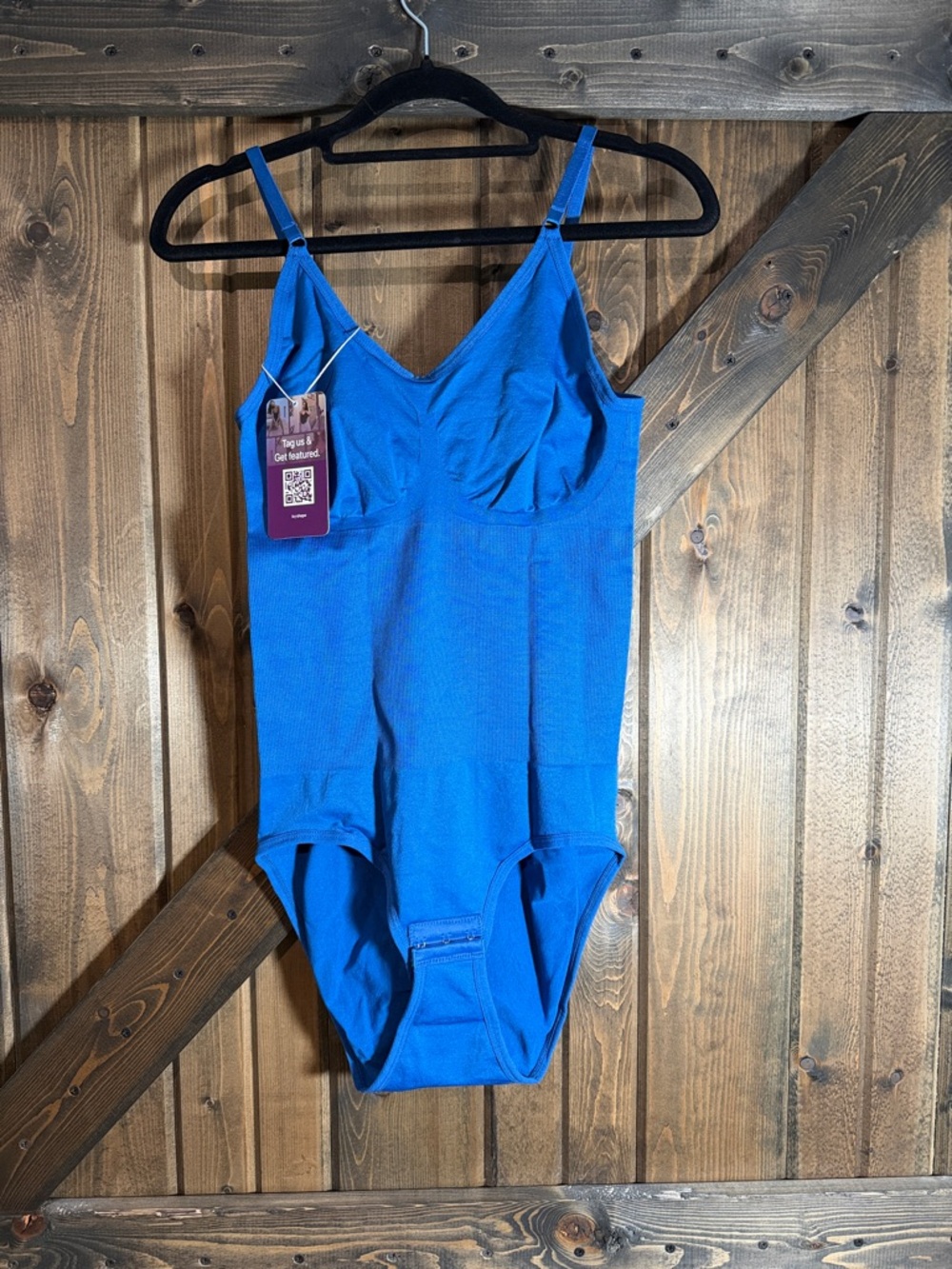 Blue Women's Shapewear Bodysuit with Adjustable Straps